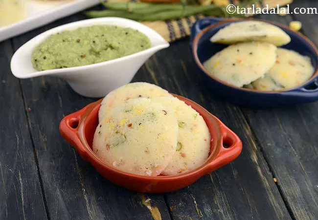  Vegetable Rava Idli with Coconut Chutney