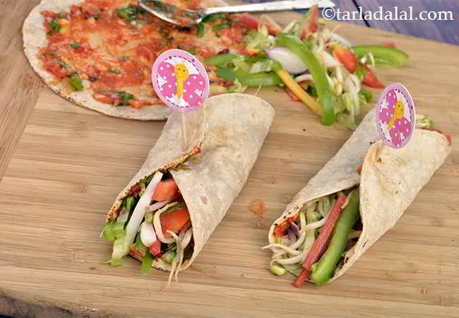 Whole Wheat Salad Garlic Tomato Chutney Wrap
