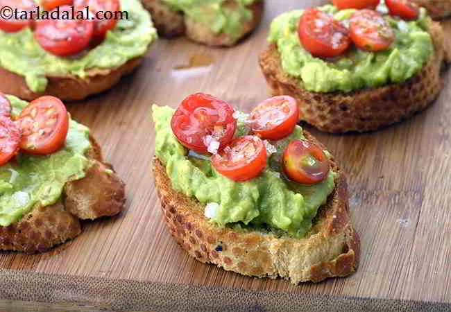  Avocado and Cherry Tomato Crostini