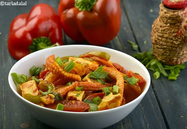 baby corn paneer jalfrezi | paneer vegetable jalfrezi | Punjabi baby corn paneer jalfrezi |