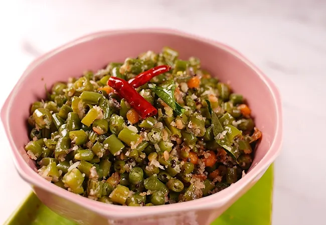 beans poriyal | South Indian style French bean poriyal | french beans sabzi |