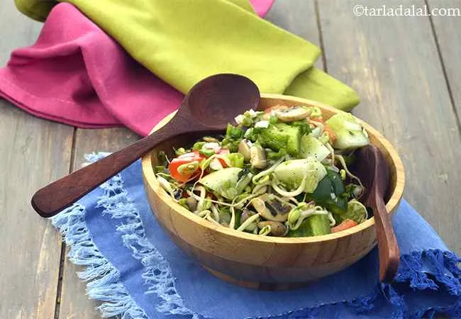 Bean Sprouts and Cucumber Salad with Lemony Basil Dressing