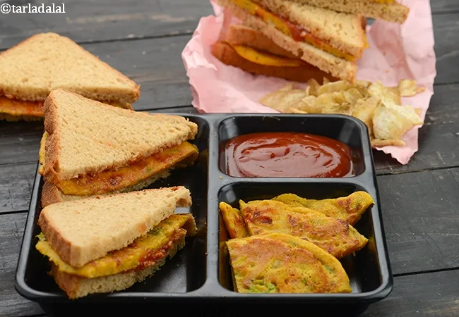 besan chilla sandwich recipe | bread chilla sandwich | Indian pudla sandwich | cheela sandwich tiffin recipe