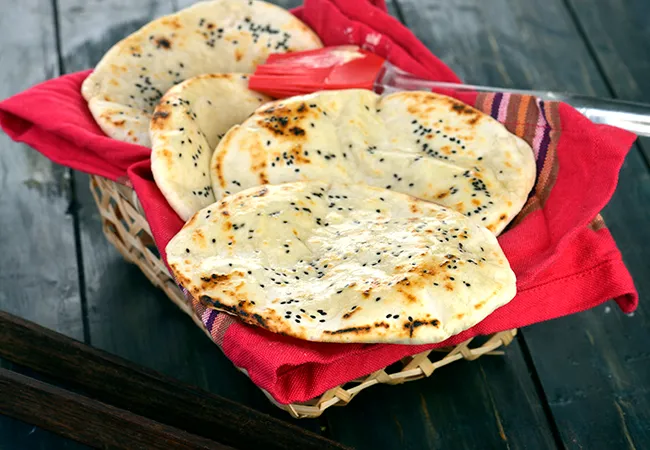  Butter Naan Without Using Yeast, Naan Made On Stove Top Or Tava
