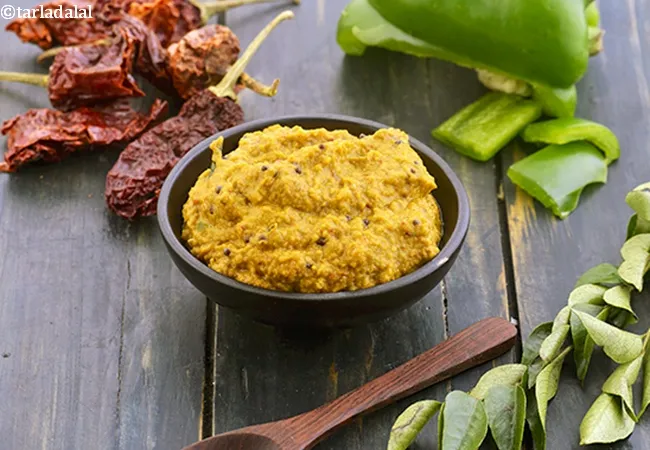 capsicum chutney recipe | Indian bell pepper chutney | South Indian capsicum chutney for idli and dosa | healthy capsicum chutney |