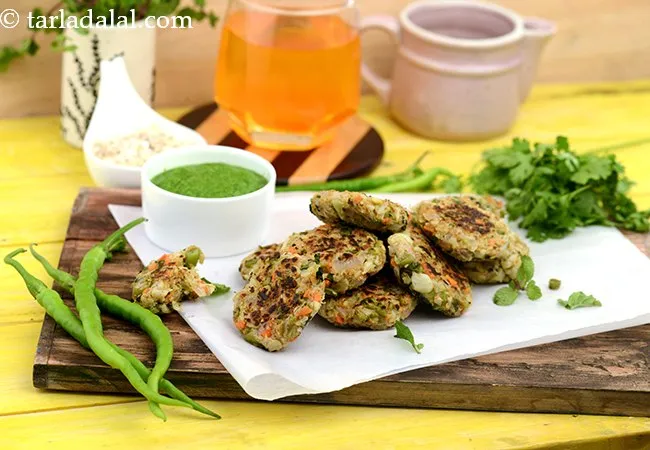 cauliflower oats tikki recipe | vegetable oats tikki | healthy cauliflower tikki for weight loss | cauliflower cutlet |
