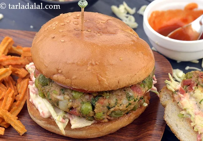 cheesy stuffed veggie burger recipe | veg cheese burger | Indian cheesy veggie burger