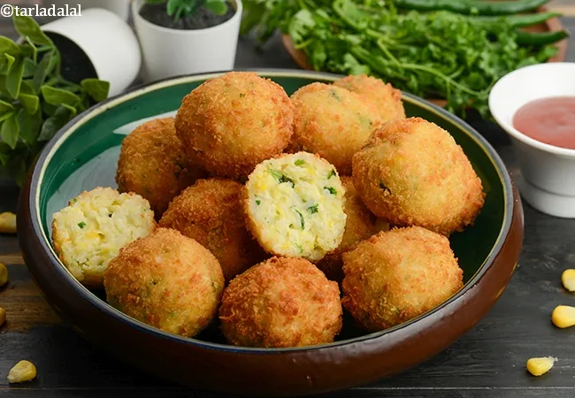 corn and rice balls recipe | Indian style fried rice balls | easy snack recipe