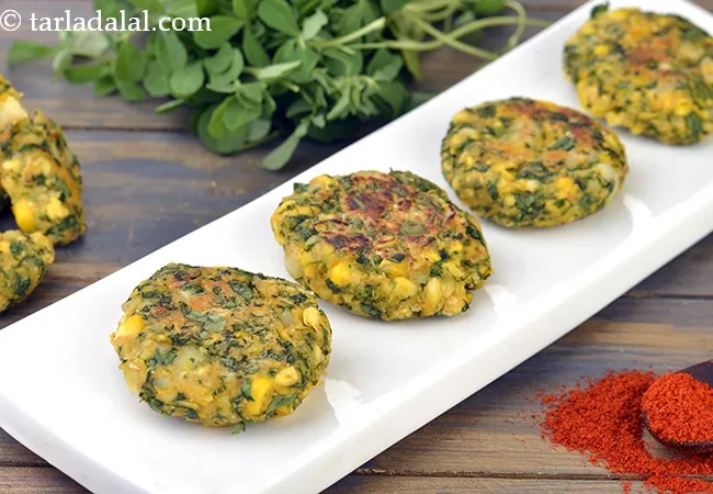 corn methi kebab recipe | corn methi tikki | methi corn kebab |