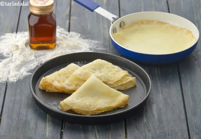 eggless sweet crepes for dessert | vegetarian sweet crepes | egg free sweet crepes |