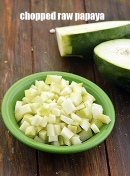 chopped raw papaya