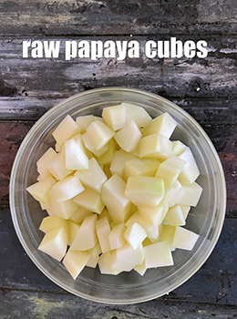 raw papaya cubes