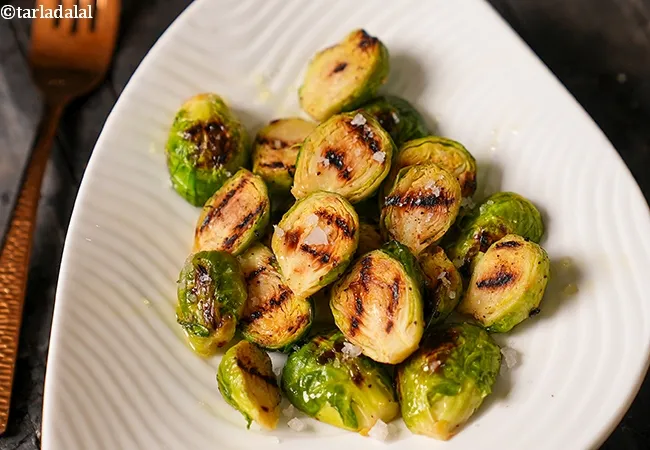 grilled Brussels sprouts recipe | Indian style grilled Brussels sprouts | healthy vitamin c, folic acid, fibre rich Brussels sprouts |