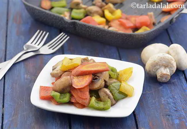  Grilled Bellpepper, Carrot and Mushrooms, Healthy Accompaniment
