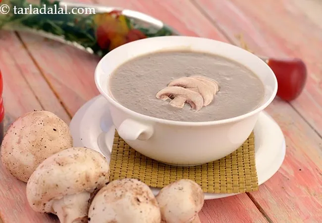 healthy mushroom soup recipe | mushroom soup for diabetes | mushroom soup without cream | simple and easy Indian style mushroom soup |