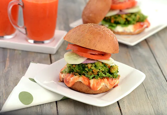  Healthy Burger, Veg Burger, Burger with Whole Wheat Burger Buns