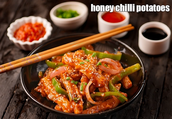  Honey Chilli Potatoes, Potatoes in Honey Chill Sauce