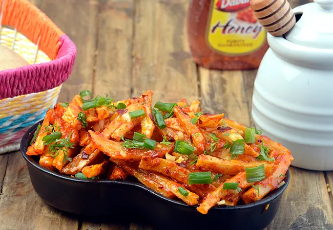  Honey Chilli Potatoes, Potatoes in Honey Chill Sauce