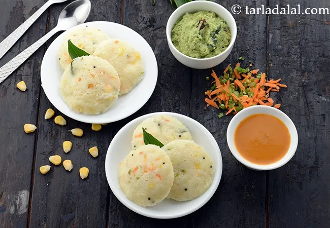 instant veg rava idli recipe | vegetable rava idli with coconut chutney | Indian vegetable suji idli for breakfast | instant semolina idli |