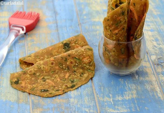 jowar vegetable paratha recipe | healthy jowar thepla | tiffin box paratha