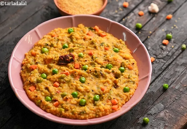 lapsi khichdi recipe | Bengali style dalia vegetable khichuri | healthy masoor dal lapsi khichadi |