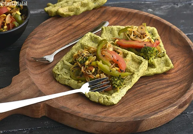 moong dal waffles recipe | healthy Indian moong dal waffles | eggless dal waffle | Indian savoury waffles |