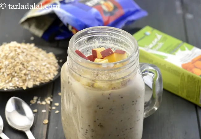 ઓટમીલ અને બદામના દૂધ સાથે સફરજન ની રેસીપી | Oatmeal Almond Milk with Apples, Healthy Vegan Breakfast