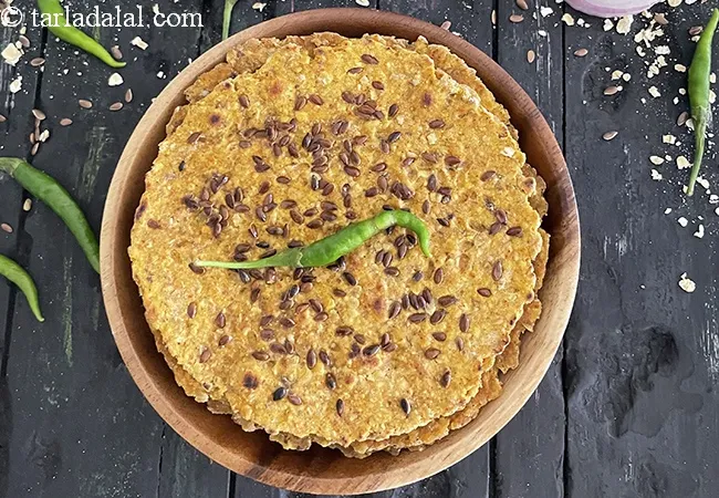 oats flax seed roti recipe | flaxseed roti | healthy alsi roti with oats and whole wheat flour |
