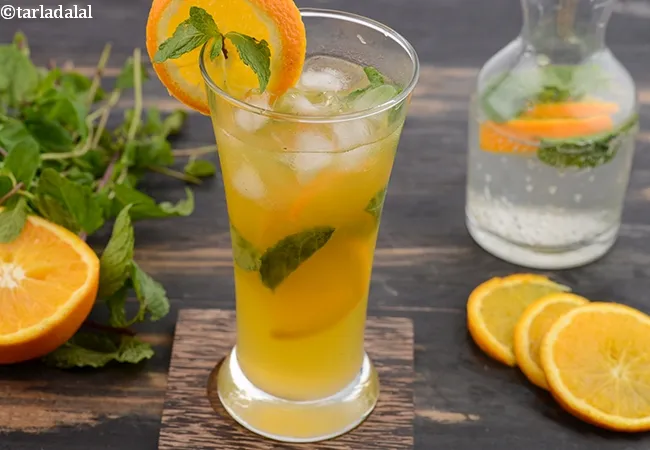 orange mojito recipe | Indian orange mint mojito mocktail | orange mojito with sprite | non alcoholic orange mojito |