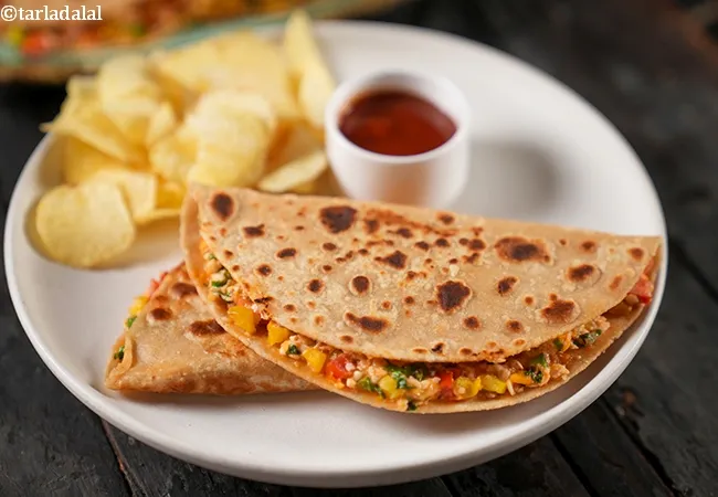 paneer and corn quesadilla recipe | Mexican paneer and corn quesadilla | paneer quesadilla