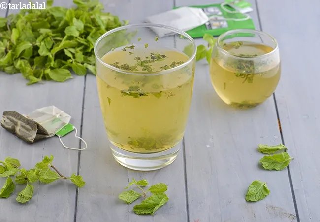 pudina green tea recipe | mint leaves green tea | healthy pudina green tea |