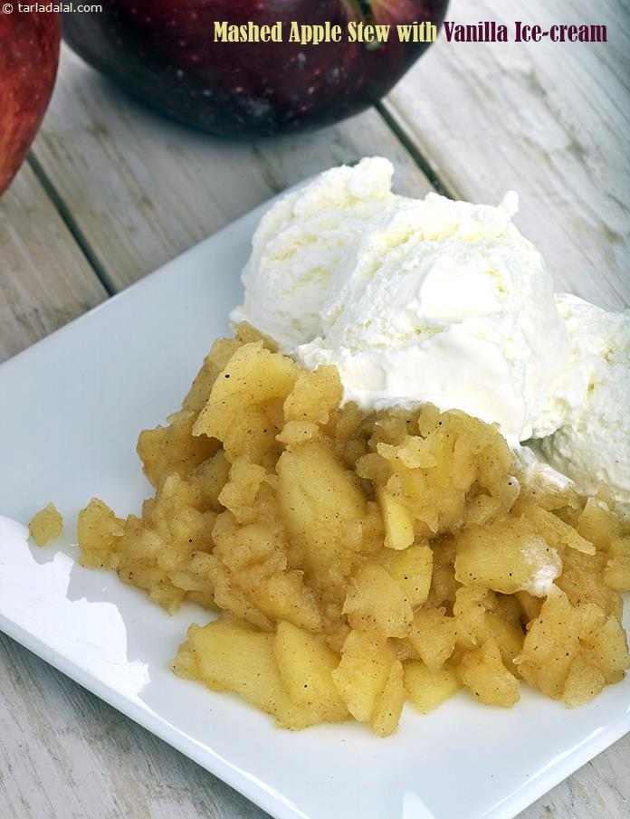 Mashed Apple Stew with Vanilla Ice-cream recipe