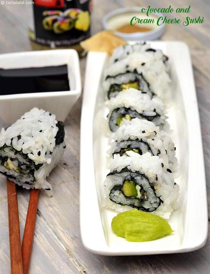 Avocado and Cream Cheese Sushi, Veg Avocado and Cream Cheese Sushi recipe