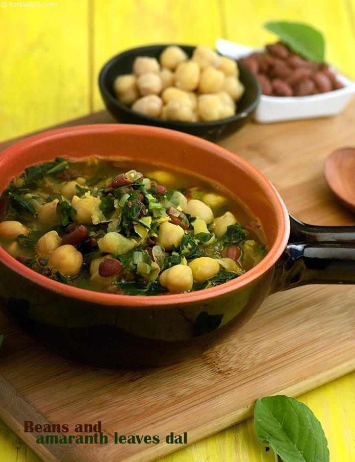 बीन्स् एण्ड अमरन्थ लीव्स् दाल रेसिपी, Beans and Amaranth Leaves Dal Recipe In Hindi