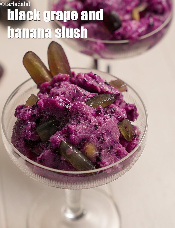 black grape and banana slush recipe |Â Kale Angoor Aur Kela ka Slush | Â healthy banana grape frozen dessert |Â 