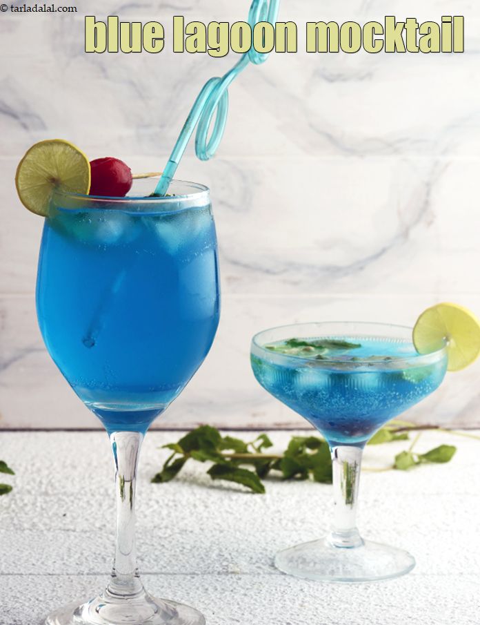 blue lagoon mocktail recipe | Indian blue curacao mocktail | non alcoholic party drink | summer drink |