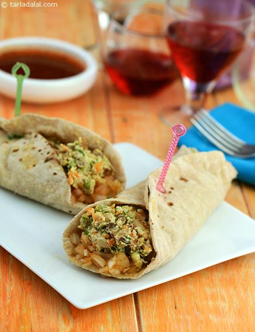 Chat-pati Sprouts Frankie recipe, Quick Indian Healthy Recipes
