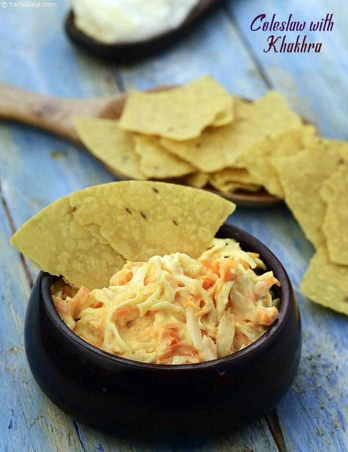 Coleslaw with Khakhra ( Tiffin Treats) recipe