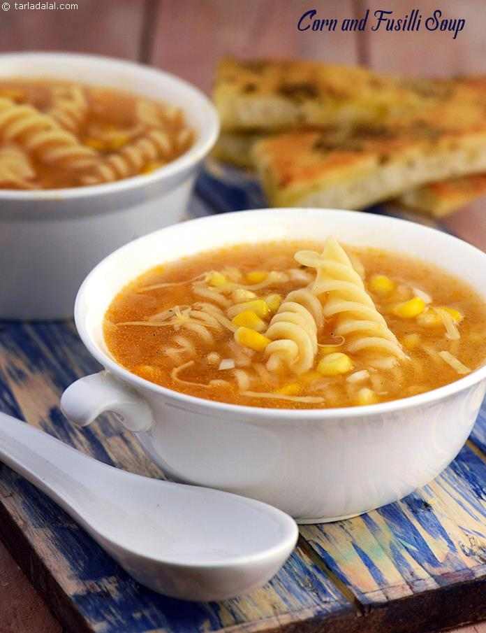 Corn and Fusilli Soup ( Microwave Recipe )