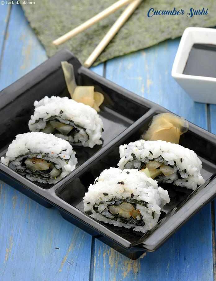 Cucumber Sushi, Veg Cucumber Sushi recipe