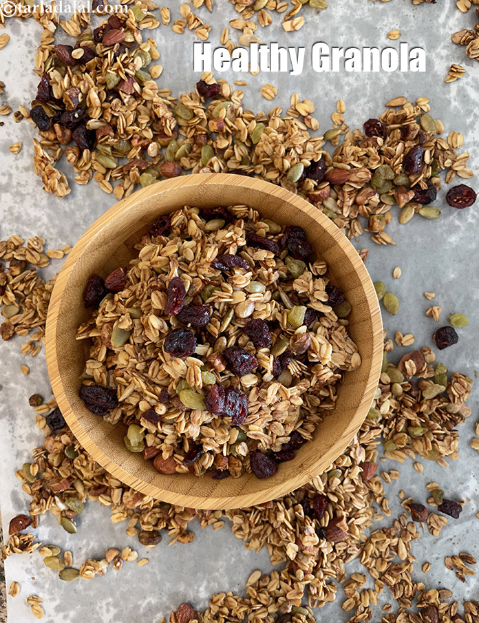 healthy granola recipe | Indian crunchy homemade granola | no sugar granola recipe |