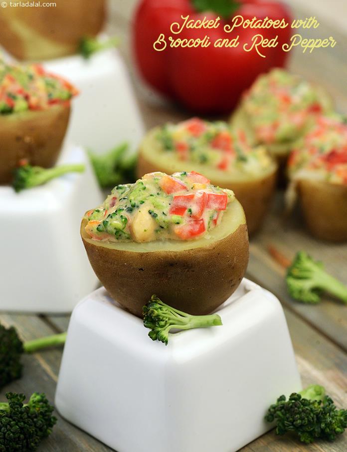Jacket Potatoes with Broccoli and Red Pepper recipe, Healthy Recipes