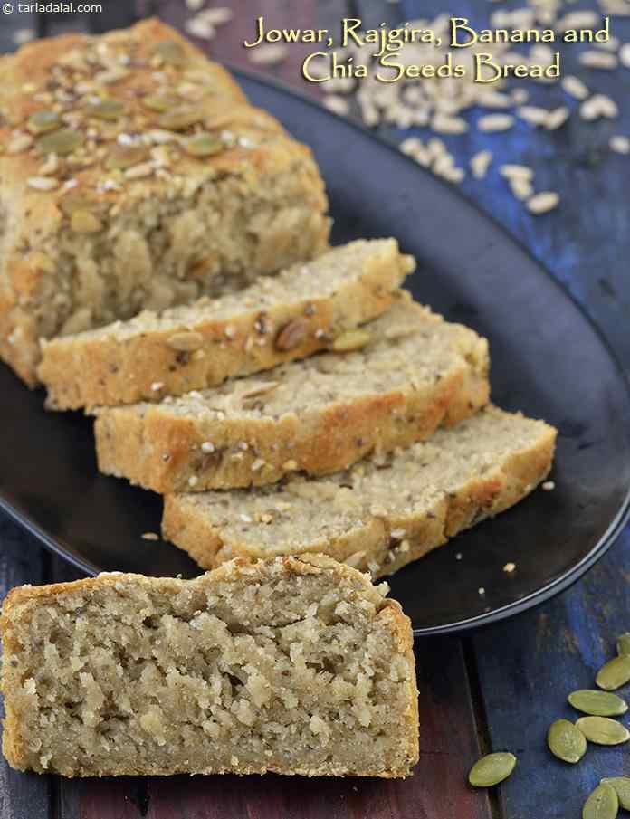 Jowar, Rajgira, Banana and Chia Seeds Bread recipe
