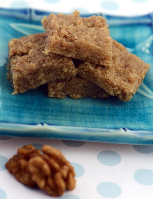 Walnut Barfi, Microwave Walnut Barfi recipe, Indian Microwave Snack Recipes