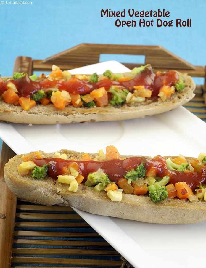 Mixed Vegetable Open Hot Dog Roll recipe