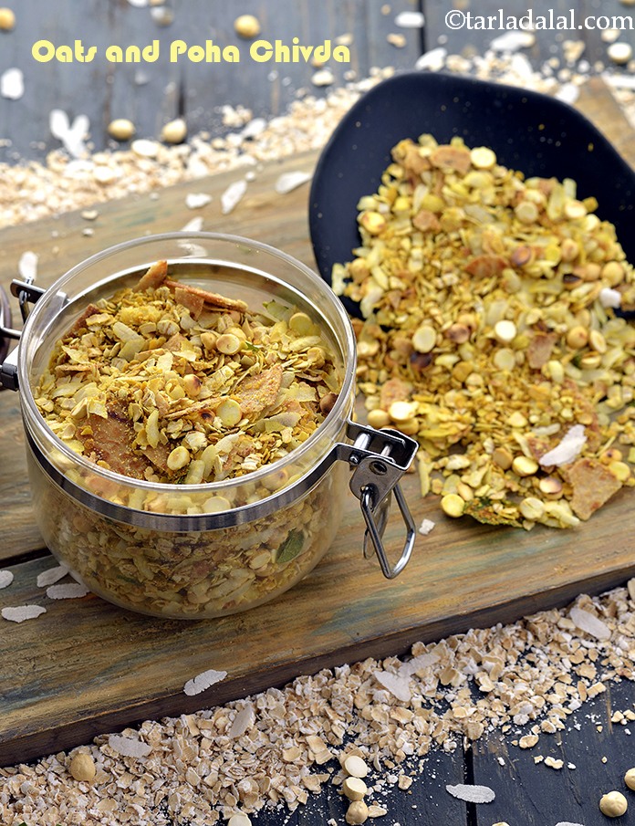 Oats and Poha Chivda recipe, Oats Chivda