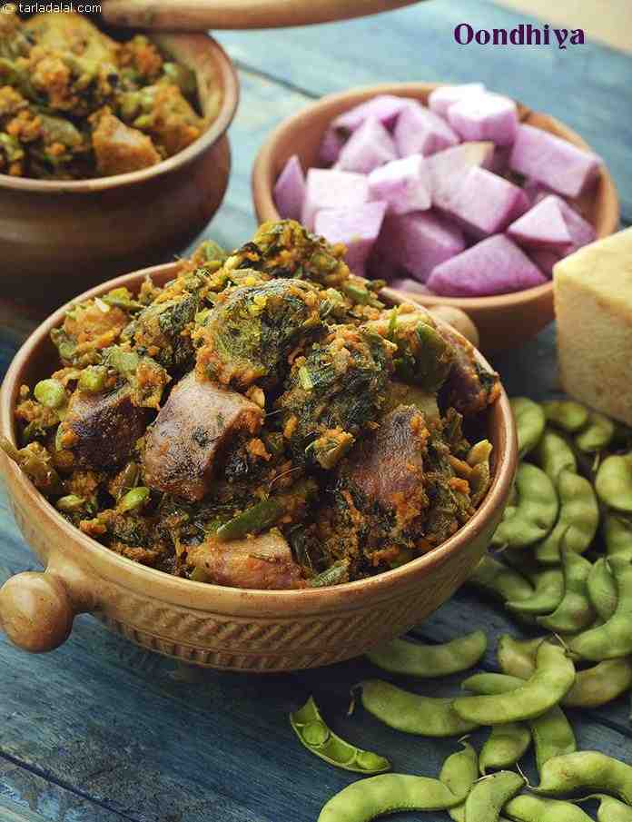 Oondhiya, Microwave Oondhiya recipe, Gujrathi Oondhiya Recipes