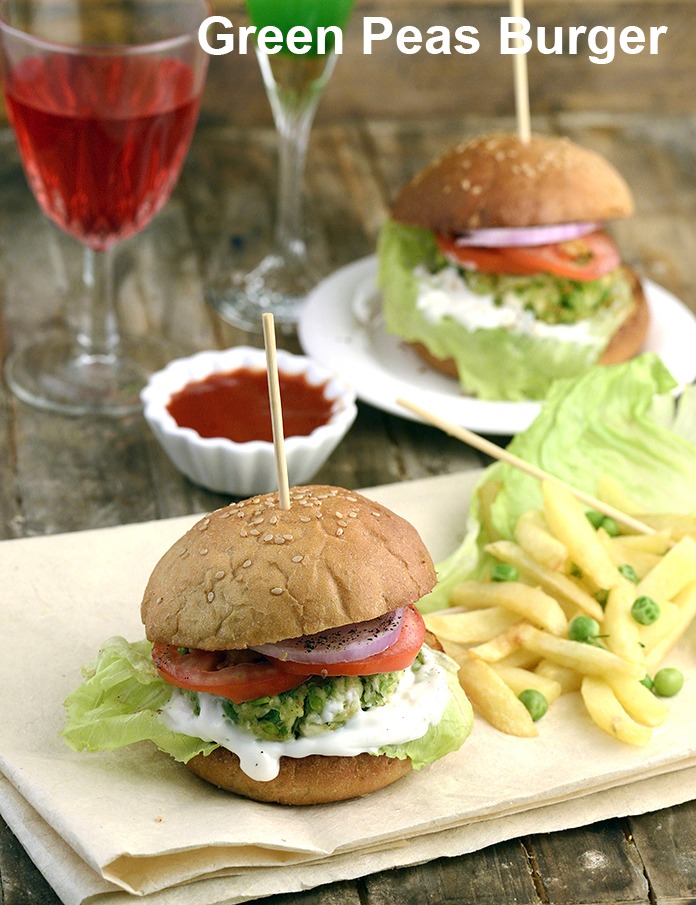 green peas burger recipe | paneer and green peas burger |
