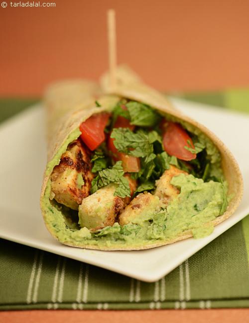 Paneer Shavarma Wrap recipe, Low Cholesterol Foods