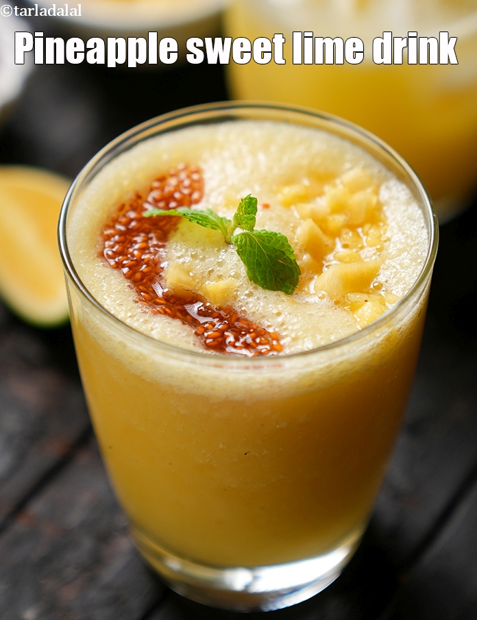 pineapple sweet lime drink recipe | mosambi pineapple juice with halim |